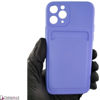 Švelnus silikoninis dėklas su kišenėle - violetinis (Apple Iphone 11 Pro)